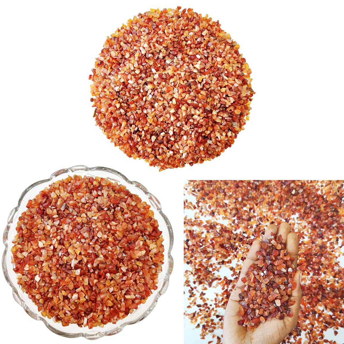 Shubhanjali Natural Red Carnelian Crystal Chips Stone 250 GM | Gemstone Chips for Jewellery Making, Crystal Tree, Resin Art, DIY Crafts, Meditation, Reiki, Feng Shui, Vastu & Home Décor