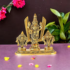 KridayKraft Lord Tirupati Balaji Venkateswara Swami with Shank chakar Tilak Namah Gold Plating Antique Decorative for Car Dashboard Home & Office Table Showpiece Figurines