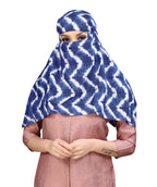 7 season's Female Cotton Short Scarf Cum Mask Universal Size/Usable For Vehicle Driver For Sunlight Uv Protection/White Printed Design (Blue Leheriya, Free)