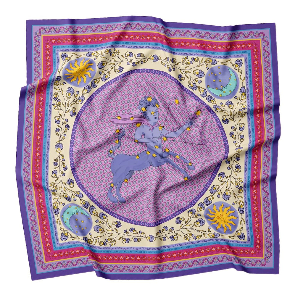 ULOS Women's Zodiac Signs Print Satin Scarf - Neck Scarf (Square) (22x22) (12 Designs)