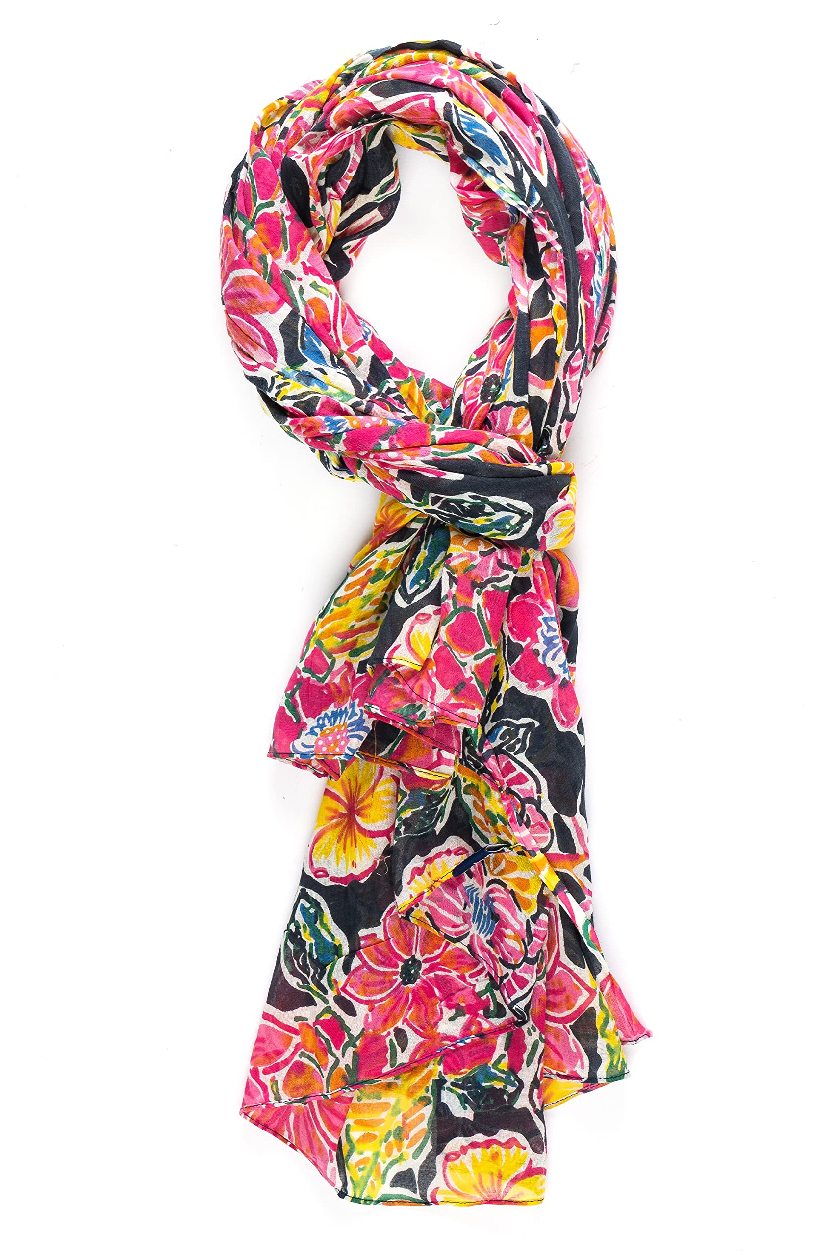 AQVA Printed Cotton Scarf for Women Stylish (Guldasta Charcoal) | Head and Face Cover Scarf for Girls with 100% Cotton | Soft & Lightweight Scarves/Stoles for all Weather (72 x 43 in)