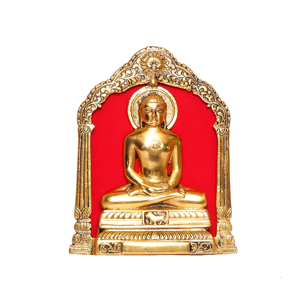KridayKraft Metal Mahavir Swami Statue for Table & Wall Hanging Decorative for Home,Office,Gift for Having House Warming,Mahvir Swami Idol Showpiece Figurines..., Gold