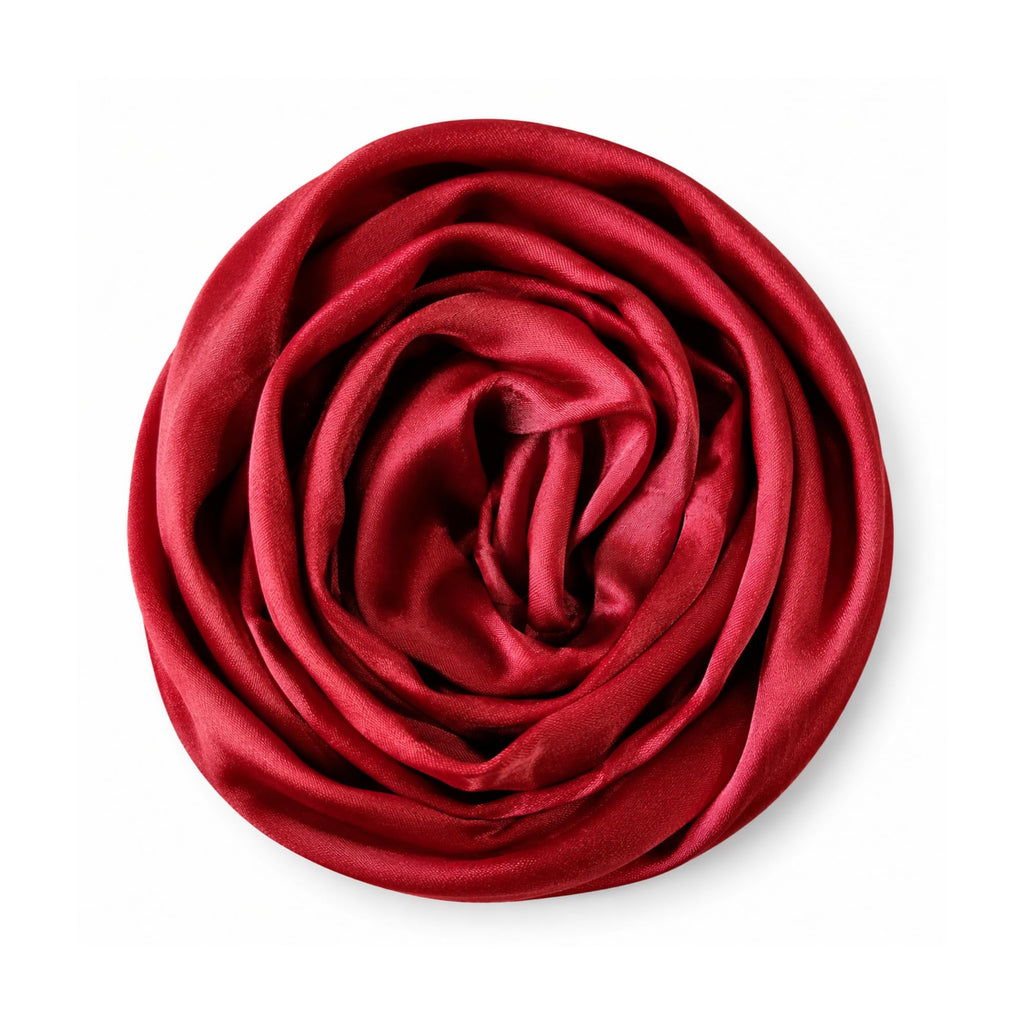 Leaf & FEATHER™ Muna Satin Hijab Scarf for Women | 200 x 70 cm | Silky Smooth & Lightweight | Daily and occational wear (Crimson Red)