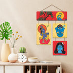 Artvibes Hindu God Lord Krishna Ganesha Shiva Wall Hanging Home Decorative Wall Art | Spiritual Decor Items | Painting Wall Decor | Wall Illustrations | Art Print | Art For Wall | Gift Item (WH_6547N)