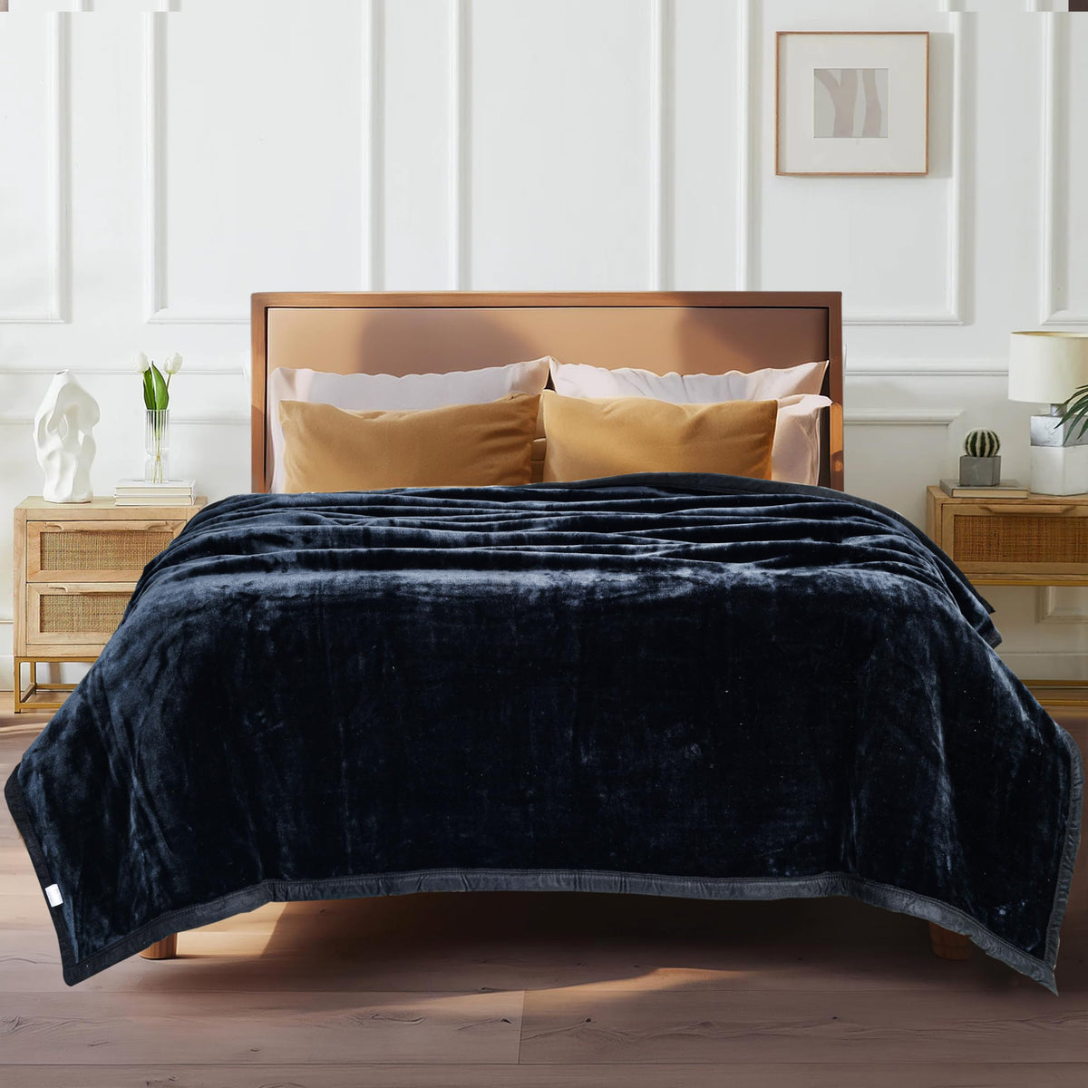 ABRAZO 660 GSM Reversible 3.5 Kg Mink Blanket for Winter & AC | Double Bed 220×240 cm Soft & Warm Blanket/Dohar/Quilt/Comforter | All Season Use | Black Kafalo