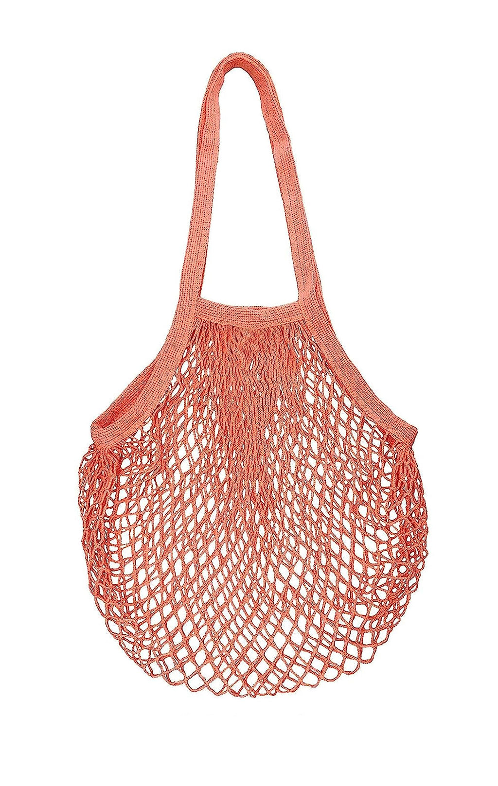 MSK Looms Eco Friendly Light Weight Cotton Net String Bag with Long Handle, Reusable Produce Bag for Fruits and Vegetable - Orange