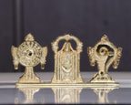 KridayKraft Tirupati Balaji Symbol Stand Shankh Chakra with Balaji Statue Gold Plating Antique Decorative for Car Dashboard Home & Office Table Showpiece Figurines,Religious Gift Idol, 5 x 1 Cm
