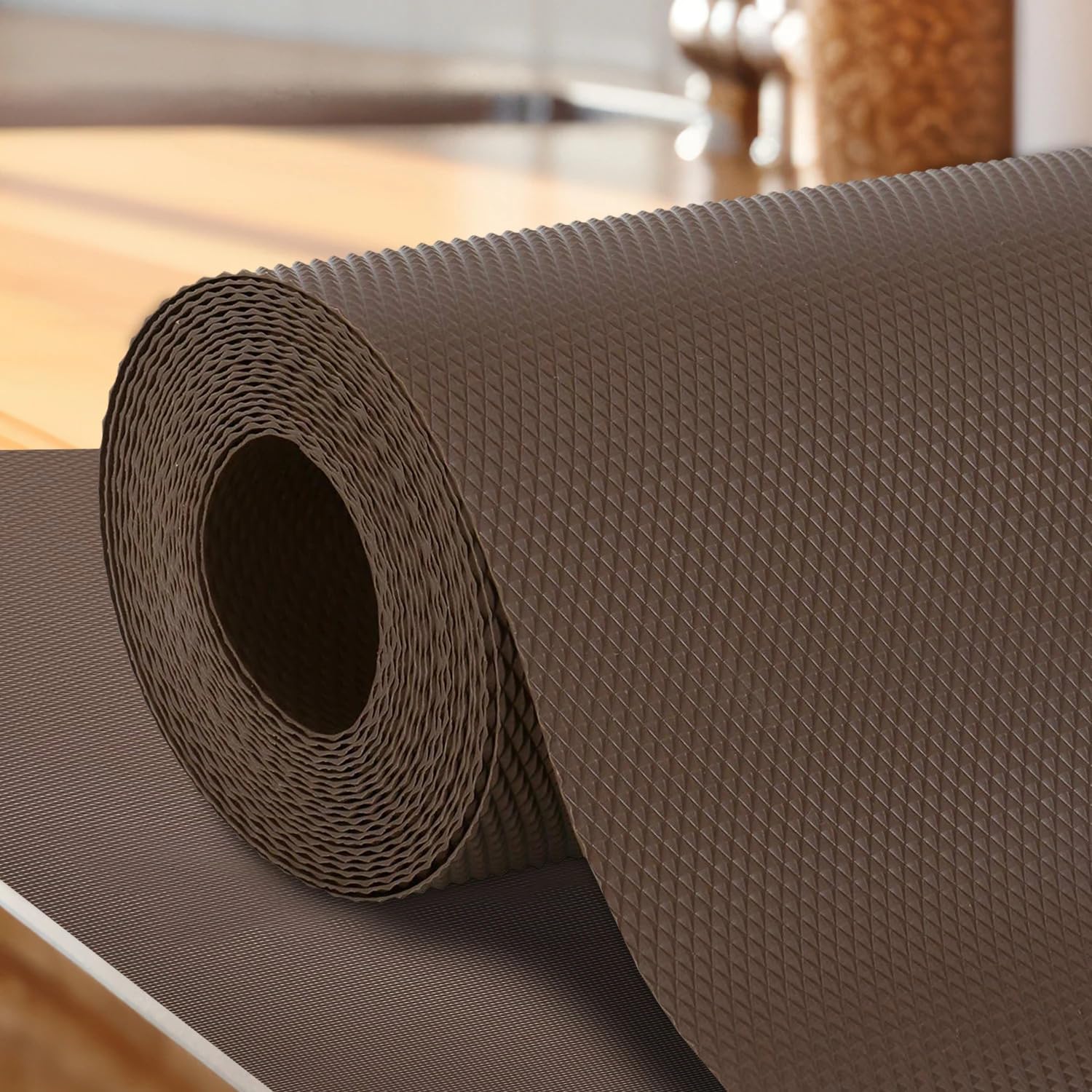 CASABEE EVA Food Grade Washable Anti Slip Mat/Sheet for Fridge, Shelf Liner, Table, Kitchen Drawer mat (3 Meter) (Brown) Kafalo
