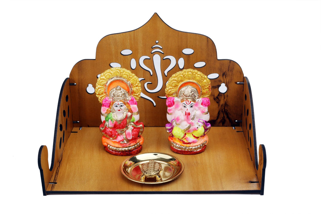EXPRO Wooden Wall Mounted Pooja Mandir for Home & Office, Wooden Temple for Home Decor Hanging Pooja Stand for Idols | Height: 5 | DIY (Do-It-Yourself) (Height 5 | Ganesh Ji Design)