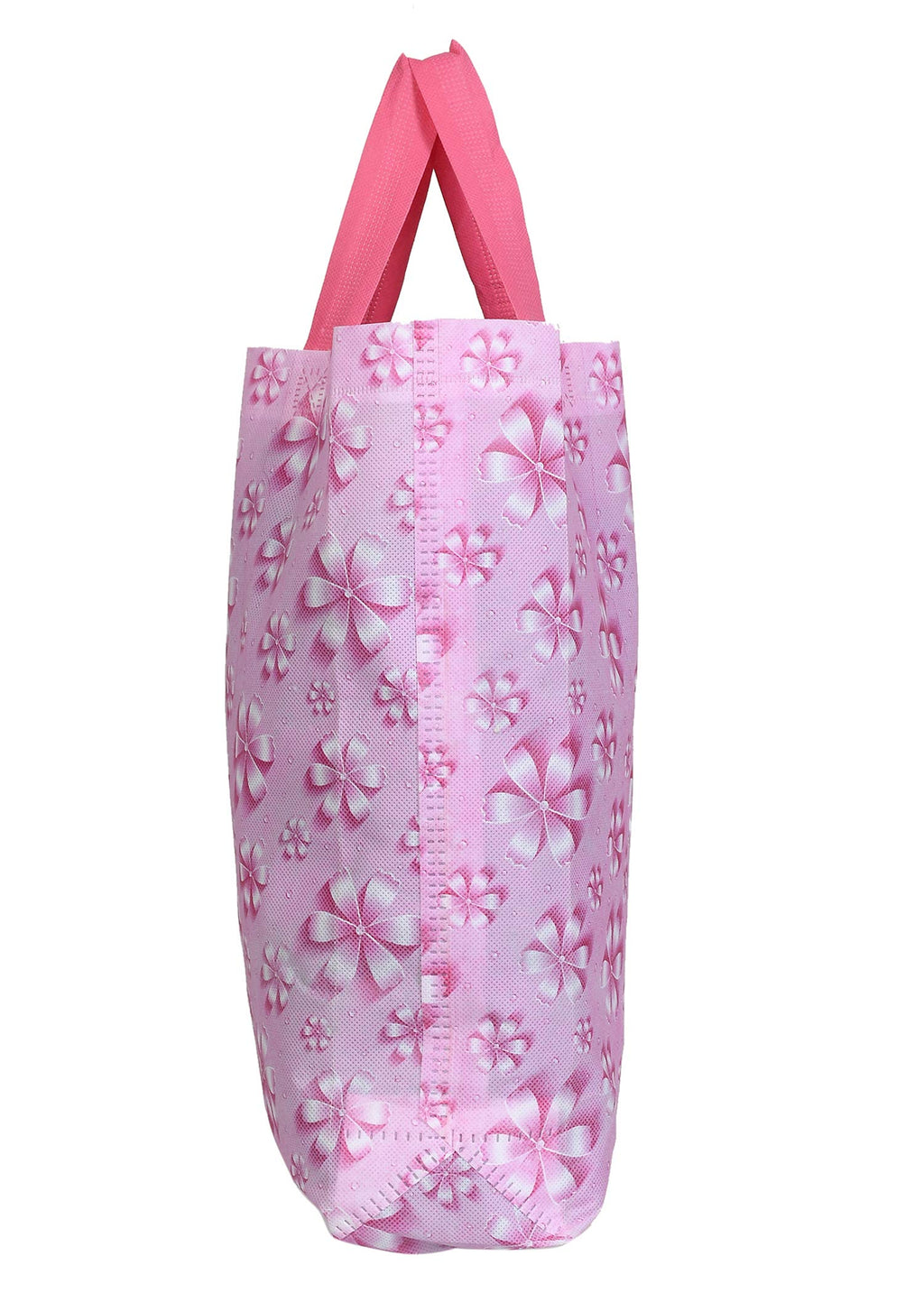 Kuber Industries Cotton Reusable Grocery Shopping Bag With Handle|Goodies Bag Promotional Bag for Birthday|Size 26 x 11 x 38|Pack of 12 (Pink)
