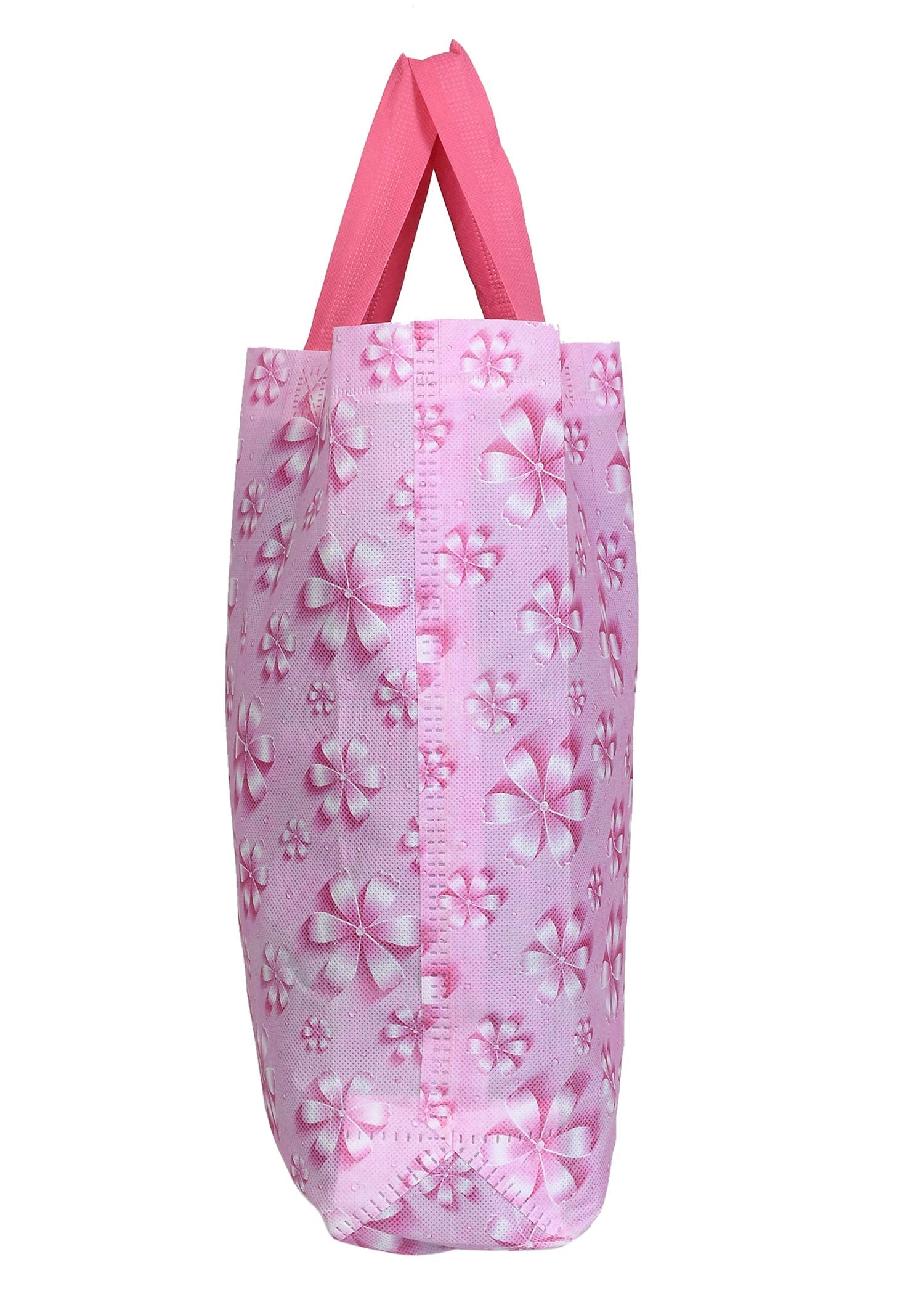 Kuber Industries Cotton Reusable Grocery Shopping Bag With Handle|Goodies Bag Promotional Bag for Birthday|Size 26 x 11 x 38|Pack of 12 (Pink)
