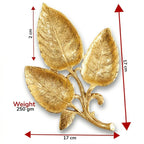 Kridaykraft Metal Gold Polish Leaf-Shaped 3-Section Dry Fruit Tray, 17x17 cm, 250 gm, Decorative Serving Platter
