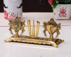 KridayKraft Metal Tirupati Balaji Yantra Shankh Chakra Tilak Namah Symbol Gold Plating Antique Decorative for Home & Office Table Showpiece Figurines