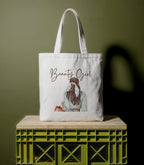 Reusable Cotton Fabric Beautiful Girl Printed Tote Bag Ideal for Travel Shopping College & Office Use