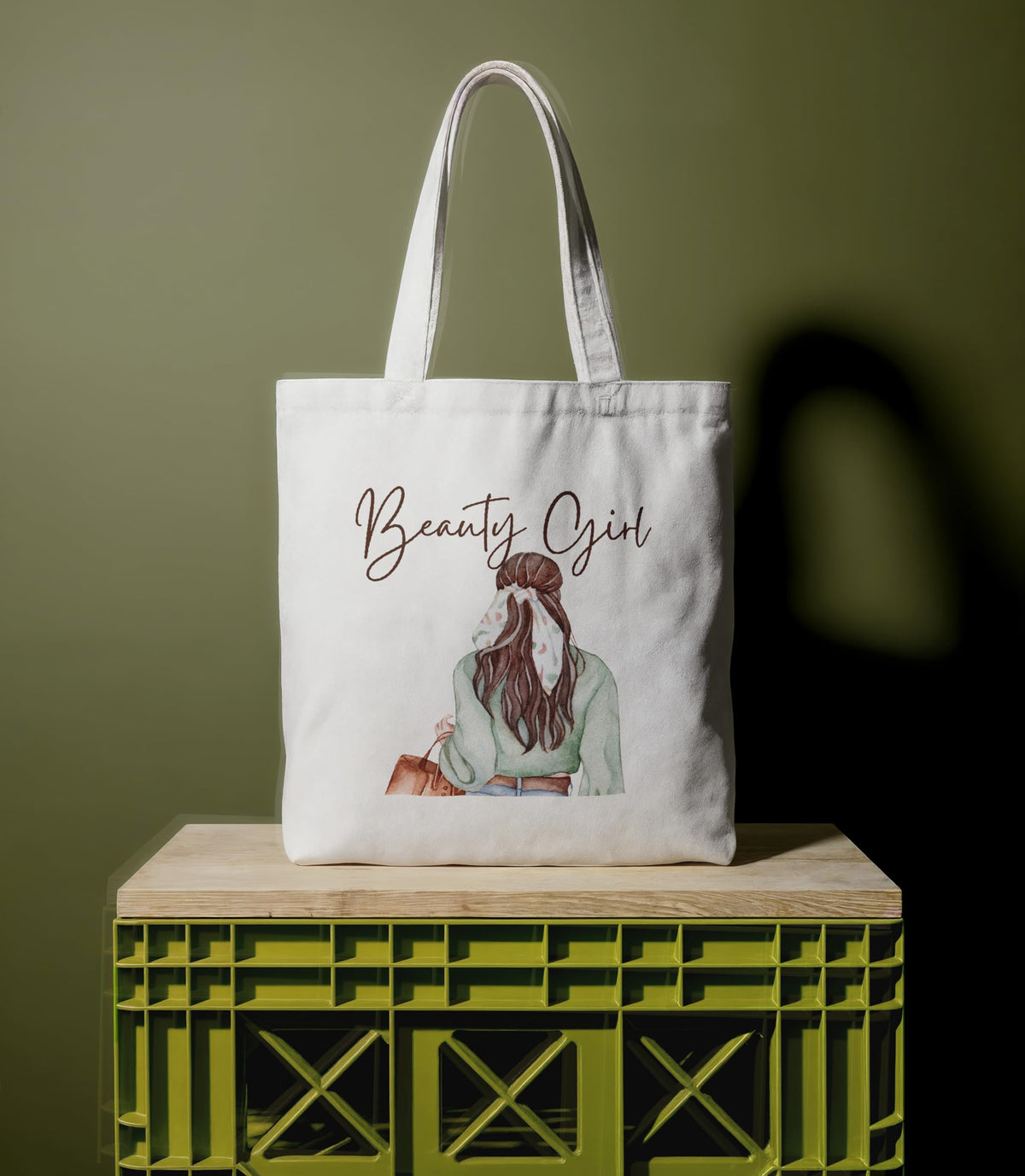 Reusable Cotton Fabric Beautiful Girl Printed Tote Bag Ideal for Travel Shopping College & Office Use