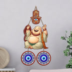 Artvibes Laughing Buddha Evil Eye Wall Hanging for Home Entrance Door | Living Room | Bedroom | Prosperity Wealth and Good Luck Decor | Positive Energy Nazar Battu Accent Gift Item (WH_85142N)