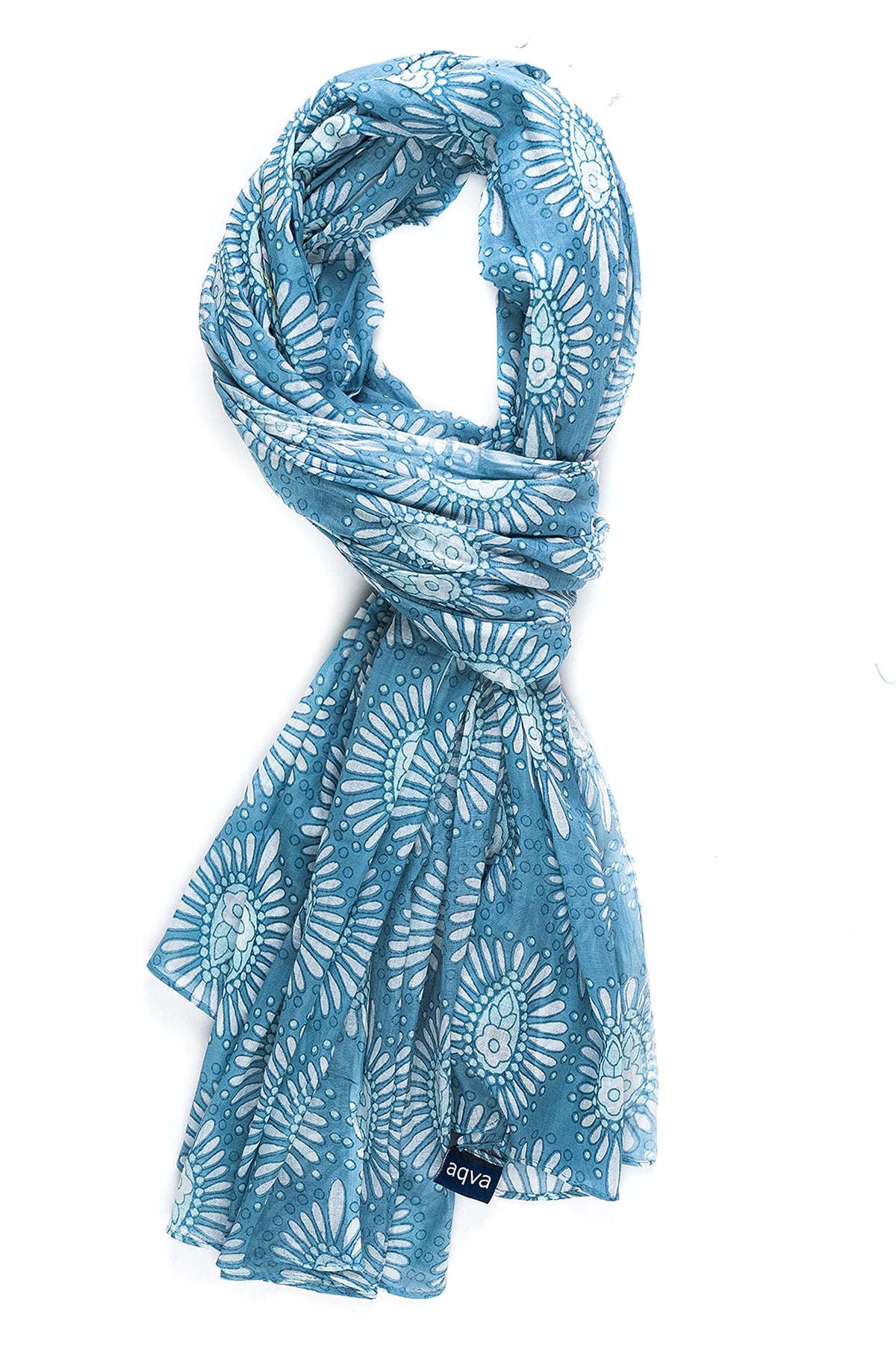 AQVA Printed Cotton Scarf for Women Stylish (Pista Pewter) | Head and Face Cover Scarf for Girls with 100% Cotton | Soft & Lightweight Scarves/Stoles for all Weather (72 x 43 in)