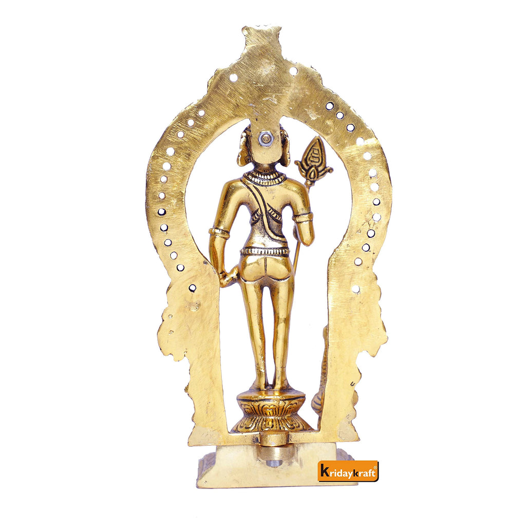 KridayKraft Metal Murugan Swami (Kartikeya) Statue Standing with Peacock, Swaminatha,Skanda Swamiji, Subramanyam Murti for Pooja, Vastu & Home,Office Decor,Religious Idol