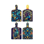Artvibes Indian Peacock & Parrot Floral Art Wooden Wall Hanger for Home Decor | Living Room | Office | Wall Art Painting For Hall | Graphic Artwork | Wall Poster | Unique Gift (WH_5654N), Set of 4