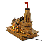 Ram Mandir 3D Model Printed | Ayodhya Temple Wooden Lighted, Charger & Adapter Home Shelf Decor & Gifts Temple (11.5 Inch, Pack of 1) Large