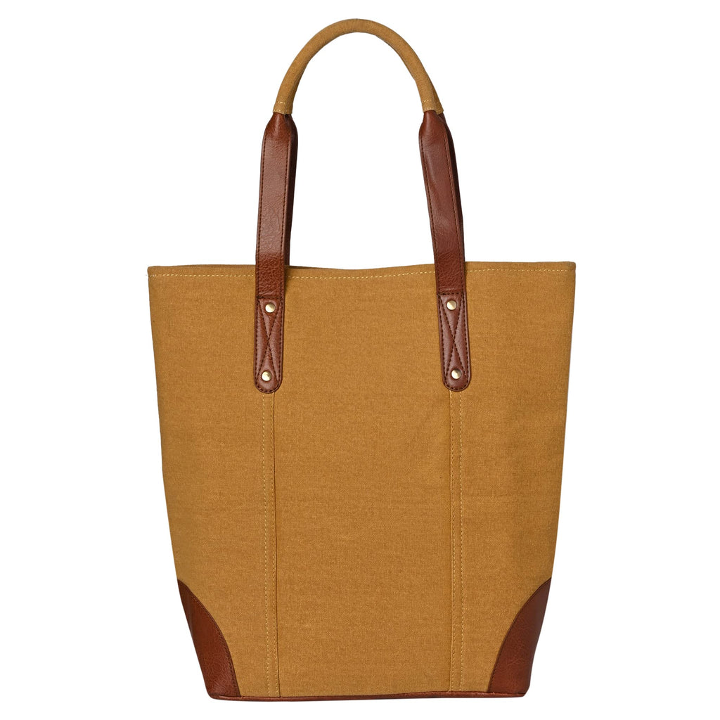 Mona B Canvas Tote Handbag for Women with Pouch perfect for Travel, College and office Use - Mustard