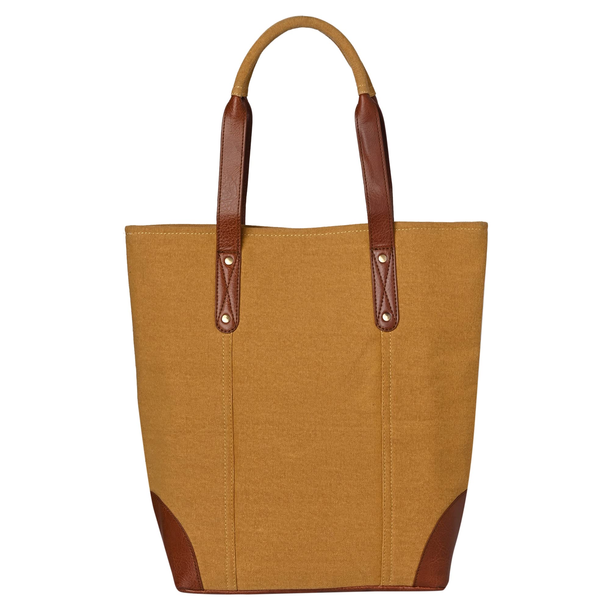 Mona B Canvas Tote Handbag for Women with Pouch perfect for Travel, College and office Use - Mustard