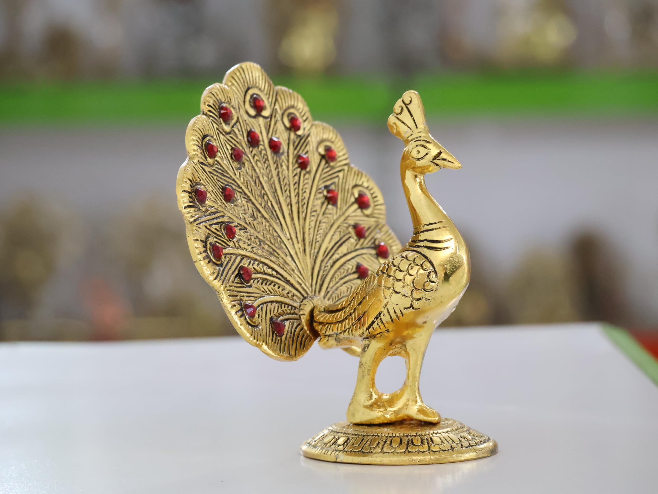 KridayKraft Peacock Metal Statue Idol Decorative Showpiece Feng Shui As Table Top Figurine for Living Room Bedroom Home Office Décor for Decoration & Gifting Purpose