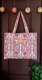 Cotton Tote bag for Women | Shoulder Bag | Durable Shopping bag | Reusable Grocery Bags | Eco friendly Bags| Handmade Cotton Bag | Stylish Quilted handBag |Vegan Tote Bag |Weekend Bag (Purple)