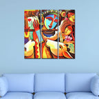 VIBECRAFTS 3 Pieces Beautiful Radha Krishna Canvas Wall Painting Fitted With Wooden Frame For Home | Office | Living Room | Gifts (PTVC3Pcs1_9550)