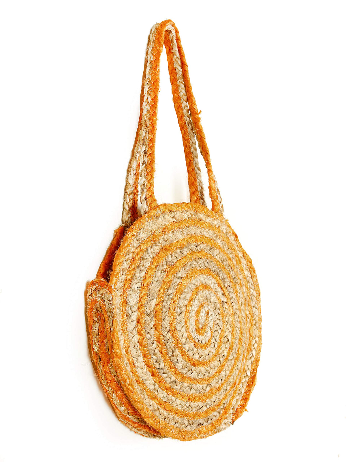 Ravaiyaa - Attitude is everything Women's Shopping Handmade Bags Jute Cotton Large Bag Shoulder Braided Jute Vintage Bag (Orange)
