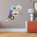 Artvibes Choose To Be Happy Decorative Round Shape MDF Wooden Wall Hanging | Quotes Decor Item | Wall Accent | Office Decoration Item | Inspirational Quotes Wall Art | Gift Items (WPS_139N), Set of 11