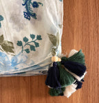 tweedle Pure Cotton Summer Scarf for Women,soft, Printed, Breathable Stole for Sun and Wind Protection - Offwhite/Blue