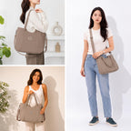 12o12 Women's Large Tote Bag for Office, Travel, Shopping, Daily Use | Shoulder Handbag, Gift for Girls, Stylish Ladies Purse | Fits Upto 15.6 Laptop, A4 Files etc. (Taupe)