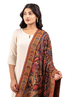 Naureen Women Ultra Soft Fine Wool Kani Shawl with Paisley Artwork, Warm and Soft, 40x80 inch