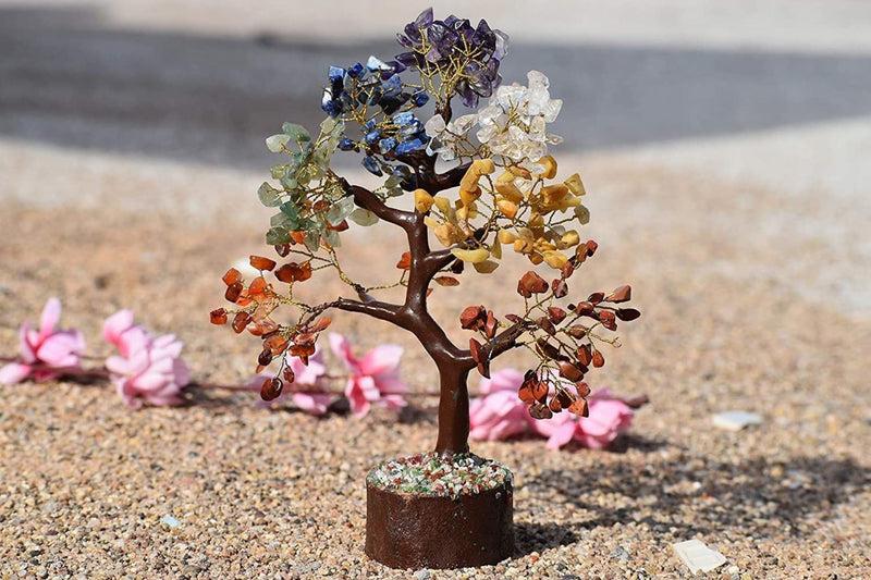 FIRSTRAY® 7 Chakra Vastu Crystal Stone Tree for Vastu and Healing (Height: 6 Inches) | (F14)