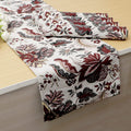 HOKIPO Cotton Jacquard 4 Placemats with Runner for Dining Table 4 Seater (IN530-D4*4+IN531), Large, white spring flower Kafalo