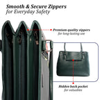 Siza Women Handbag for Office Use, Tote Bag for Women, Stylish Shoulder Bag with Zipper, Multi Compartment Travel & Daily Use Handbag (Green)