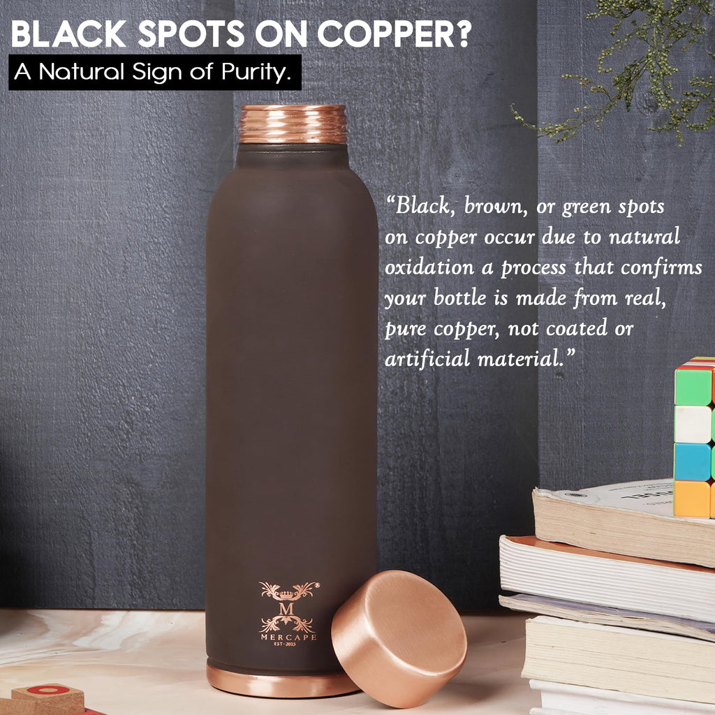 MERCAPE Pure Copper Color Water Bottle 950 ml | Matte Finish Reusable Metal Bottle with Leak-Resistant Cap | Suitable for Home, Office & Travel (Matte Brown)