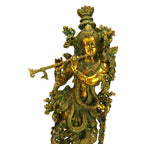 SVARUP Big Brass Radha Krishna Pair Idol Radhay Krishan Murti in Multicolor Home Decor Puja Gift Height 29 Inch