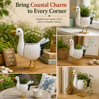 ATRANGI STUDIO Seagull Shape Handpainted Metal Planter | Decorative Planter for Indoor Outdoor Plants | Perfect for Succulent | Home, Balcony, Garden Decor | 9 × 4 × 9 inches (White)