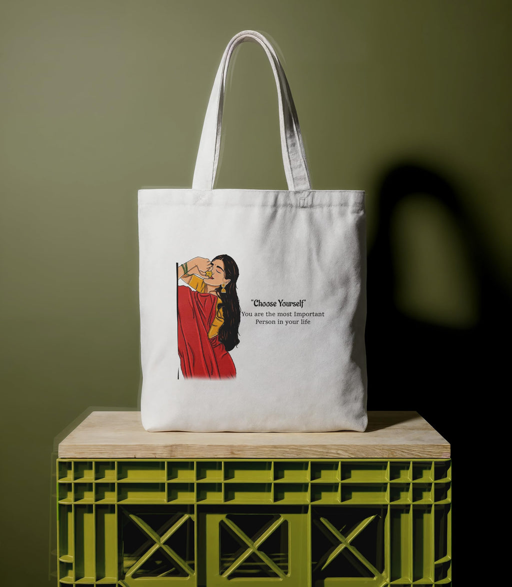 Reusable Cotton Fabric Motivational Quote Print Tote Bag Ideal for Travel Shopping College & Office Use
