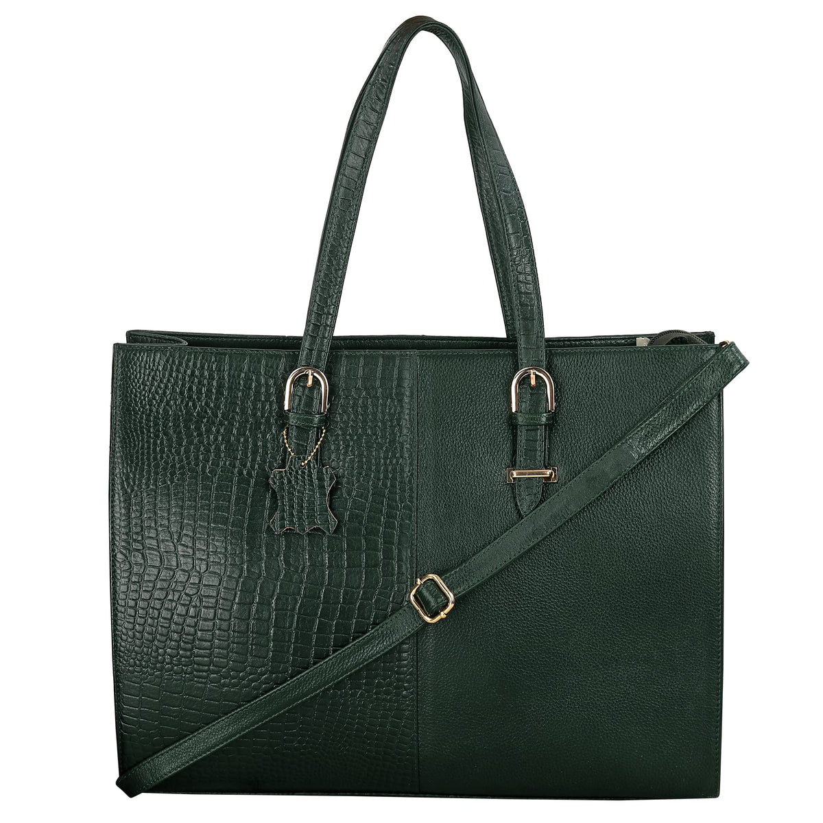 HYATT Leather Accessories Full-Grain Natural Cro Leather Ladies Handbags & Sling Shoulder Tote Bags For Women Laptop Big Size Branded Stylish. Size- L-16 X H-12.5 x W- 4.5 Inches