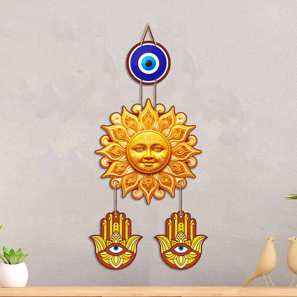 Artvibes Surya Dev Evil Eye Wall Hanging for Home Entrance Door Decor | Nazar Battu Protection Hanging for Living Room Bedroom Office | Vastu Positive Energy Decorative Gift (WH_85126N)