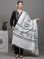 Exotic India Women's Shawl (SRB91_White_7.0 x 3.8 ft)