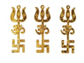 YAABEE Golden Trishakti Sculpture - Brass, 10 Cms (3.5 Inch) Long, Hanging, Decorative Wall Art for Home, Temple, Car, Door