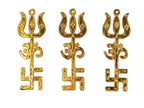 YAABEE Golden Trishakti Sculpture - Brass, 10 Cms (3.5 Inch) Long, Hanging, Decorative Wall Art for Home, Temple, Car, Door