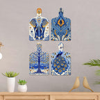 Artvibes Artistic Elephant & Peacock Traditional Modern Art Decorative Wall Art MDF Wooden Wall Hanger for Home | Home Decor | Wall Accent | Wall Art Print | Unique Gift Items (WH_5628N), Set of 4