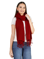 VERAME Pure Pashmina Stole for Women | Thick & Ultra Soft Solid Winter Shawl | Luxury Plain Warm Pashmina Wrap for Winter, Weddings and Parties (MAROON)