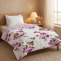 HUESLAND Reversible AC Quilt Blanket Single Bed | 100% Cotton Quilted Shell, Super Soft 120 GSM Microfibre Wadding | Lightweight Comforter for All Weather Use | 55 x 88 inches, Floral Fusion Kafalo