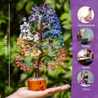 AILEXIM 300 Beads Crystal Tree | 7 Chakra Crystal Tree | Showpiece Good Luck and Positive Energy | Showpiece for Living Room | Natural Healing Gemstones Money Tree | Feng Shui Seven Chakra Tree